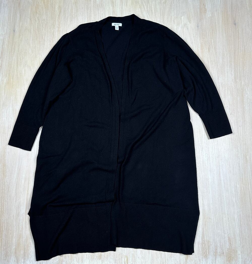 Nine West Black Knit Open Front Office Chic Minimalist Cardigan Sweater Plus 2X